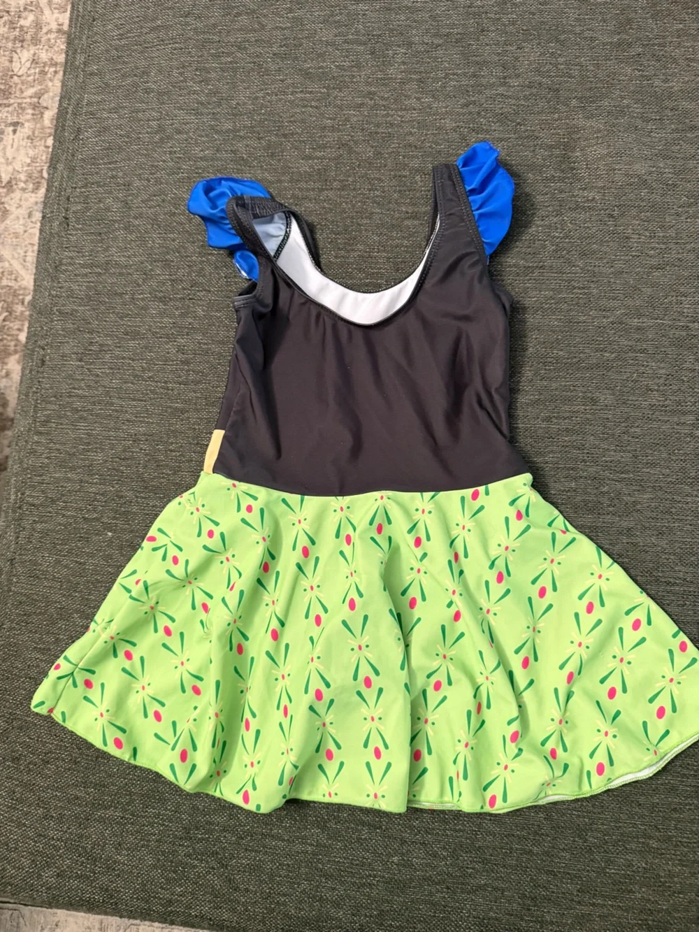 Girls Green & Black Disney Princess one piece swim suit size S/M